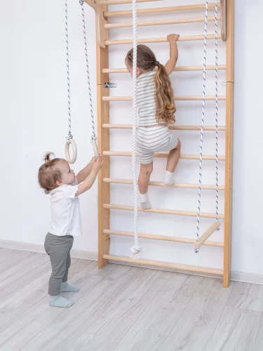 Pikler-Dreieck Set aus 4 Teilen: Indoor-Spielplatzbogen und Dreieck-Klettergerüst, Montessori-Toddler-Spielgymnastik